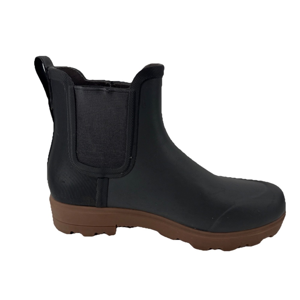 Bogs Holly Chelsea Rain Boots Women 7 Black Waterproof Rubber Ankle Boot
